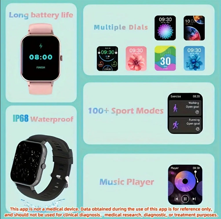 Square Smartwatch Women BT Call Heart Rate