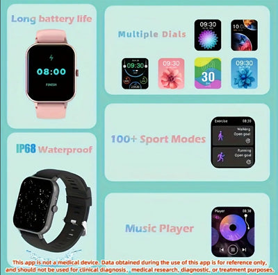 Square Smartwatch Women BT Call Heart Rate